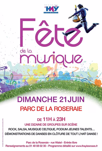 Flyer de la fête de la musique au parc de la roseraie à L'Haÿ les Roses